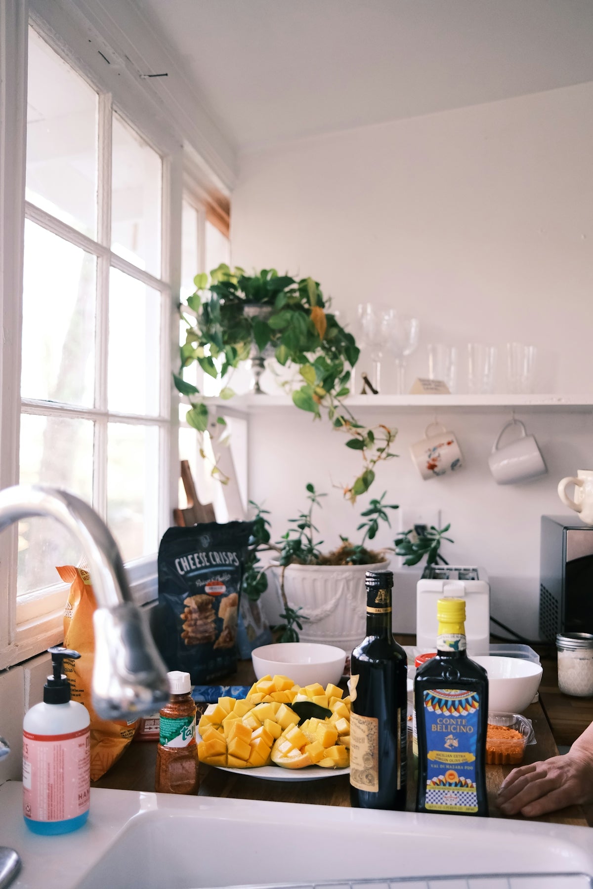 a kitchen with a sink and a counter top