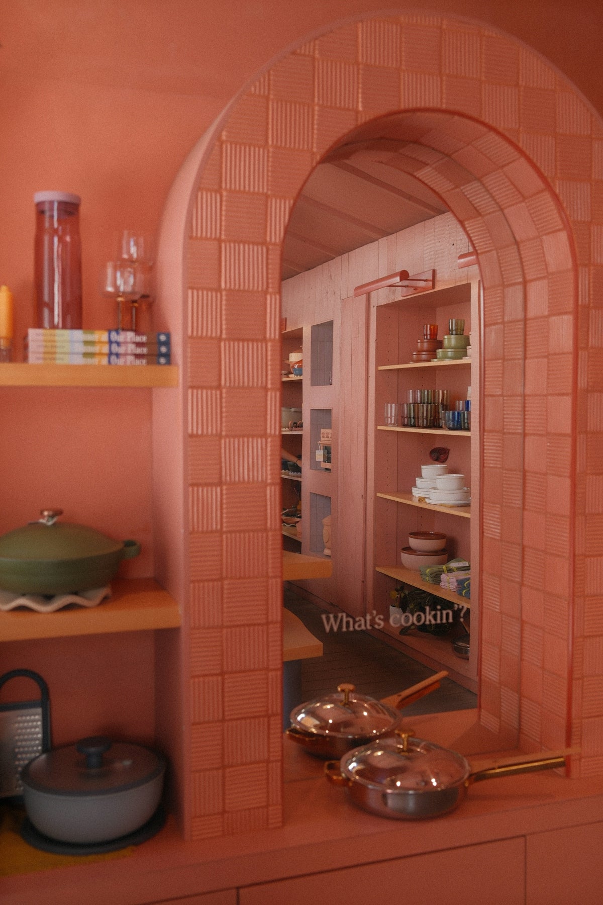 A stylish and bright kitchen and pantry interior