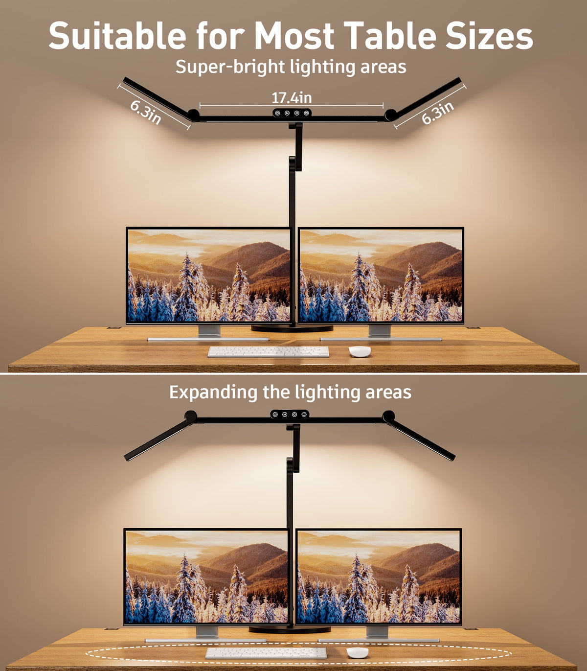 Elladera VicTsing 3-Light Bar Architect LED Desk Lamp, 35 Lighting Modes & 7 Joint