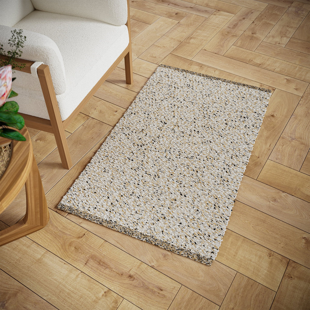 Elladera Beautiful Woven Boucle Scatter Rug by Drew Barrymore, 27" x 45", Ivory/Brown
