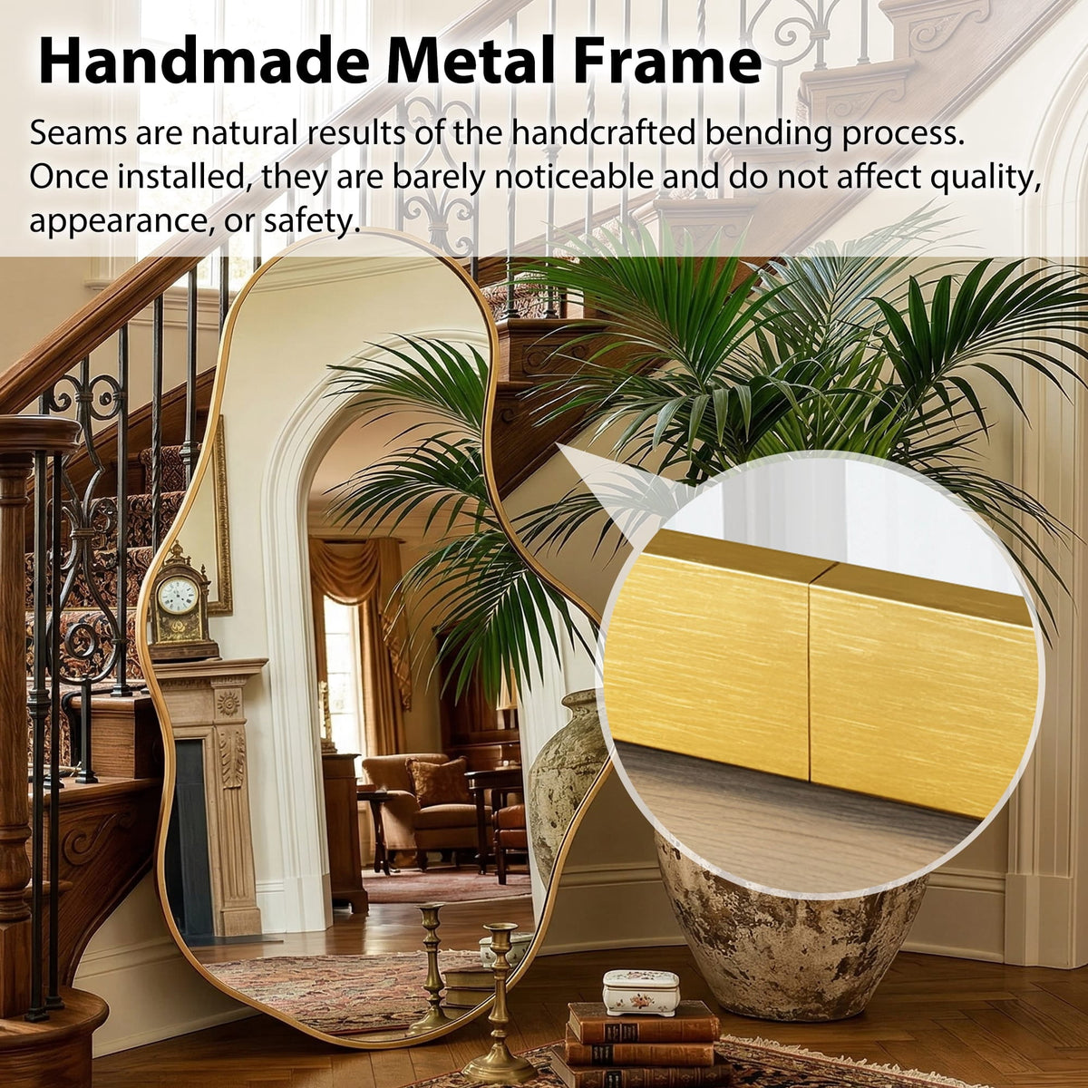 Elladera 26"x43" Wall Mirror Irregular, Gold Asymmetrical Organic Vanity