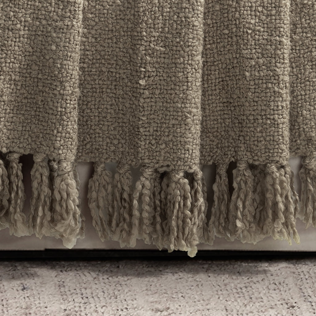 Elladera Lush Decor Tulum Boucle Textured Woven Fringed Throw Blanket Single 50" W