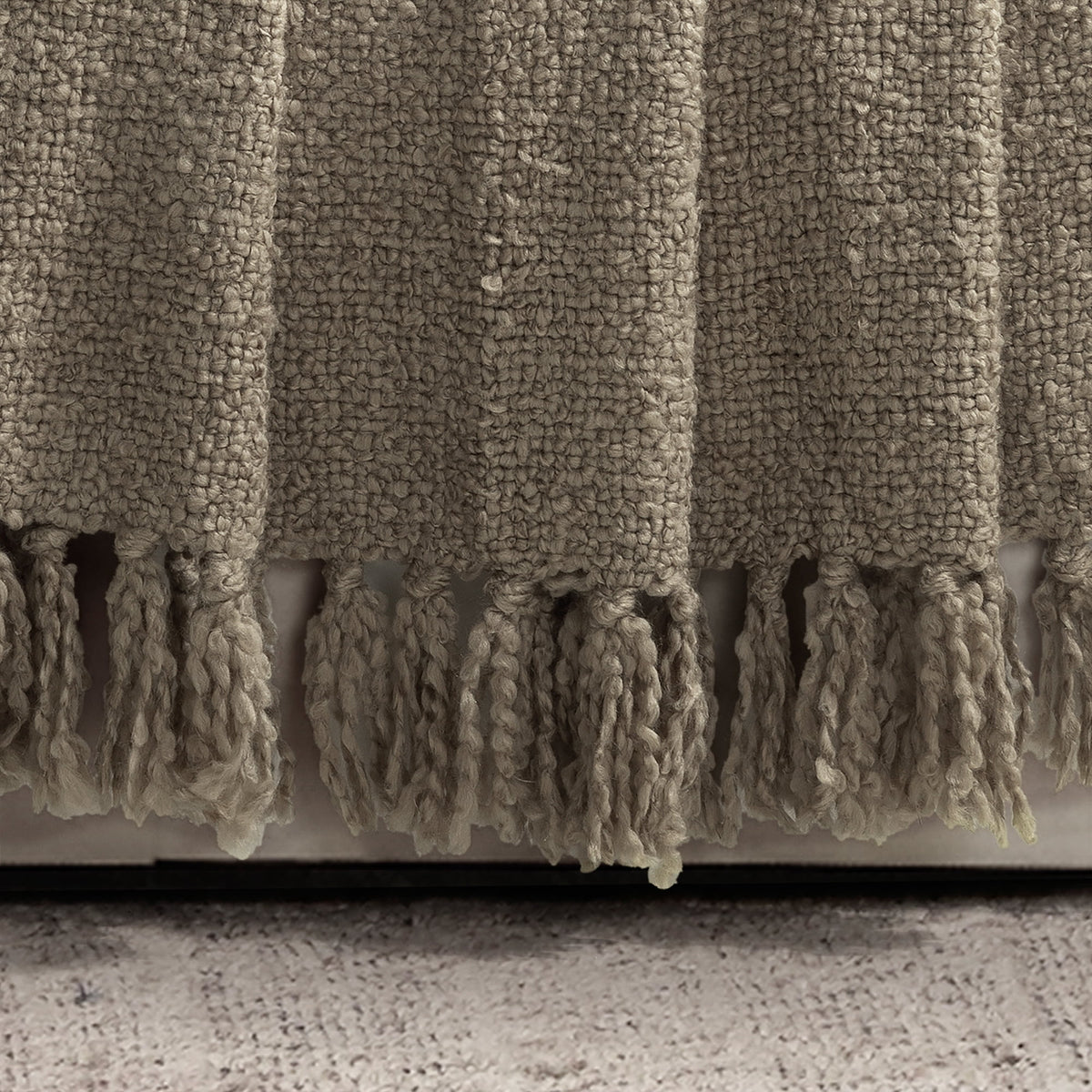 Elladera Lush Decor Tulum Boucle Textured Woven Fringed Throw Blanket Single 50" W