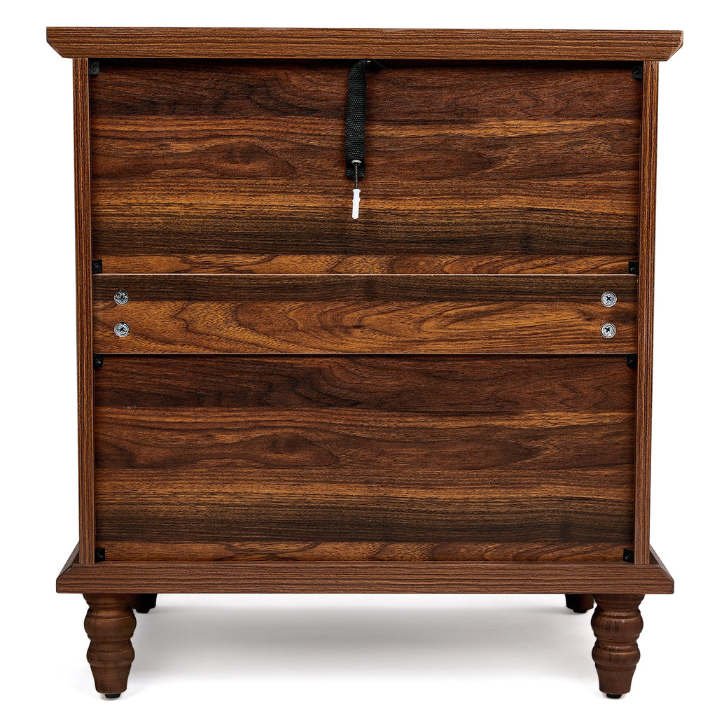 Elladera Solid Wood Nightstand 3 Drawer Traditional Cottage Bedside Table, Brown