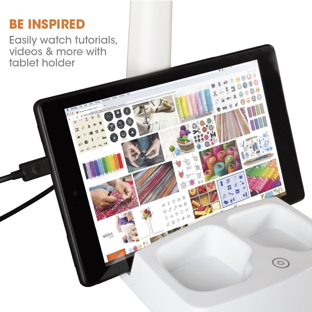Elladera OttLite Wellness Series® Desk Lamp, White – Tablet & Smart Phone Stand,
