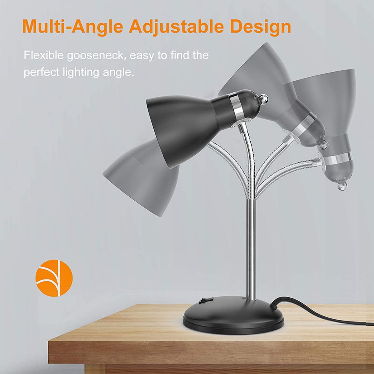Elladera LEPOWER Metal Desk Lamp, Adjustable Gooseneck Reading Lamp for Home,