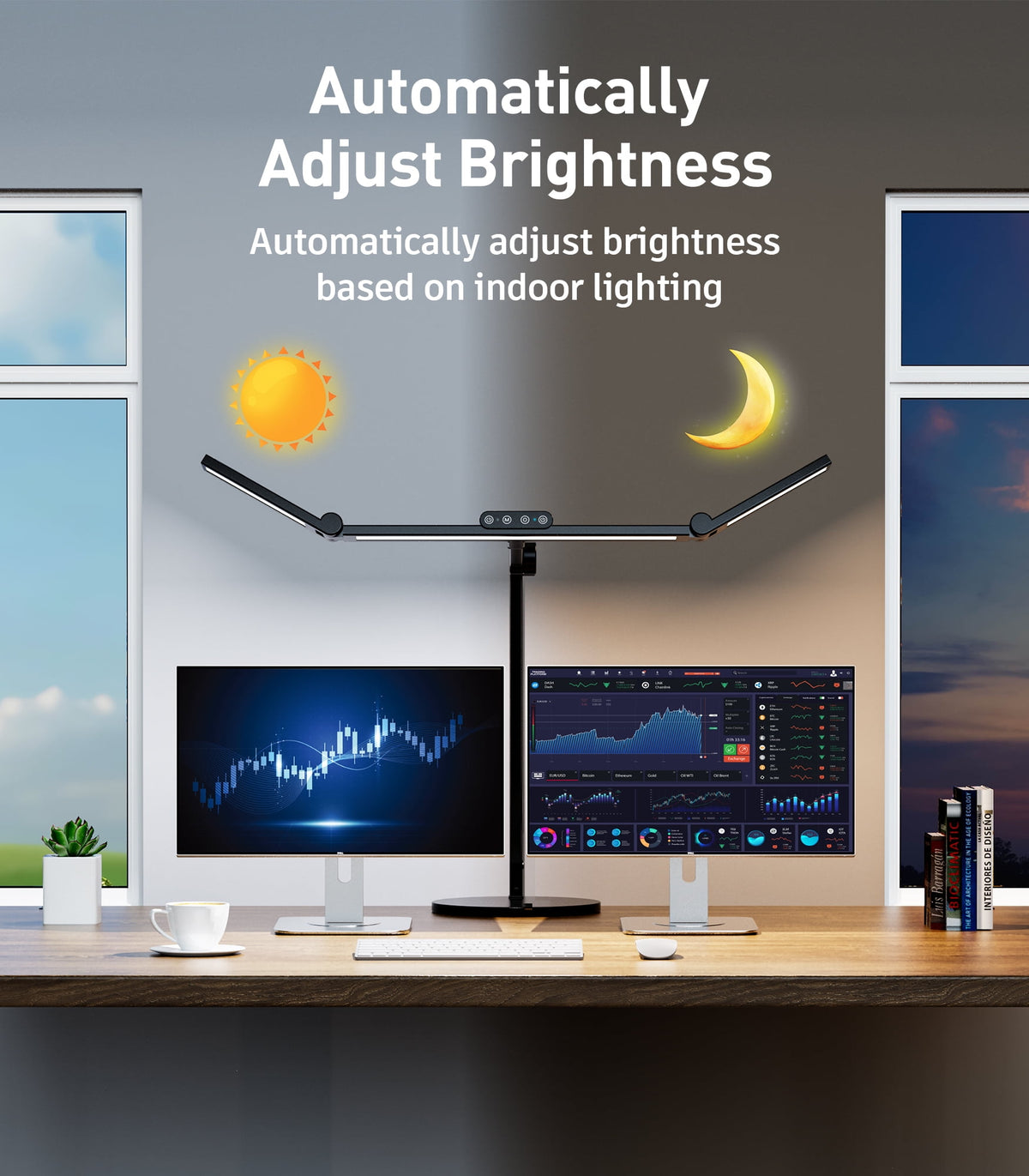 Elladera VicTsing 3-Light Bar Architect LED Desk Lamp, 35 Lighting Modes & 7 Joint