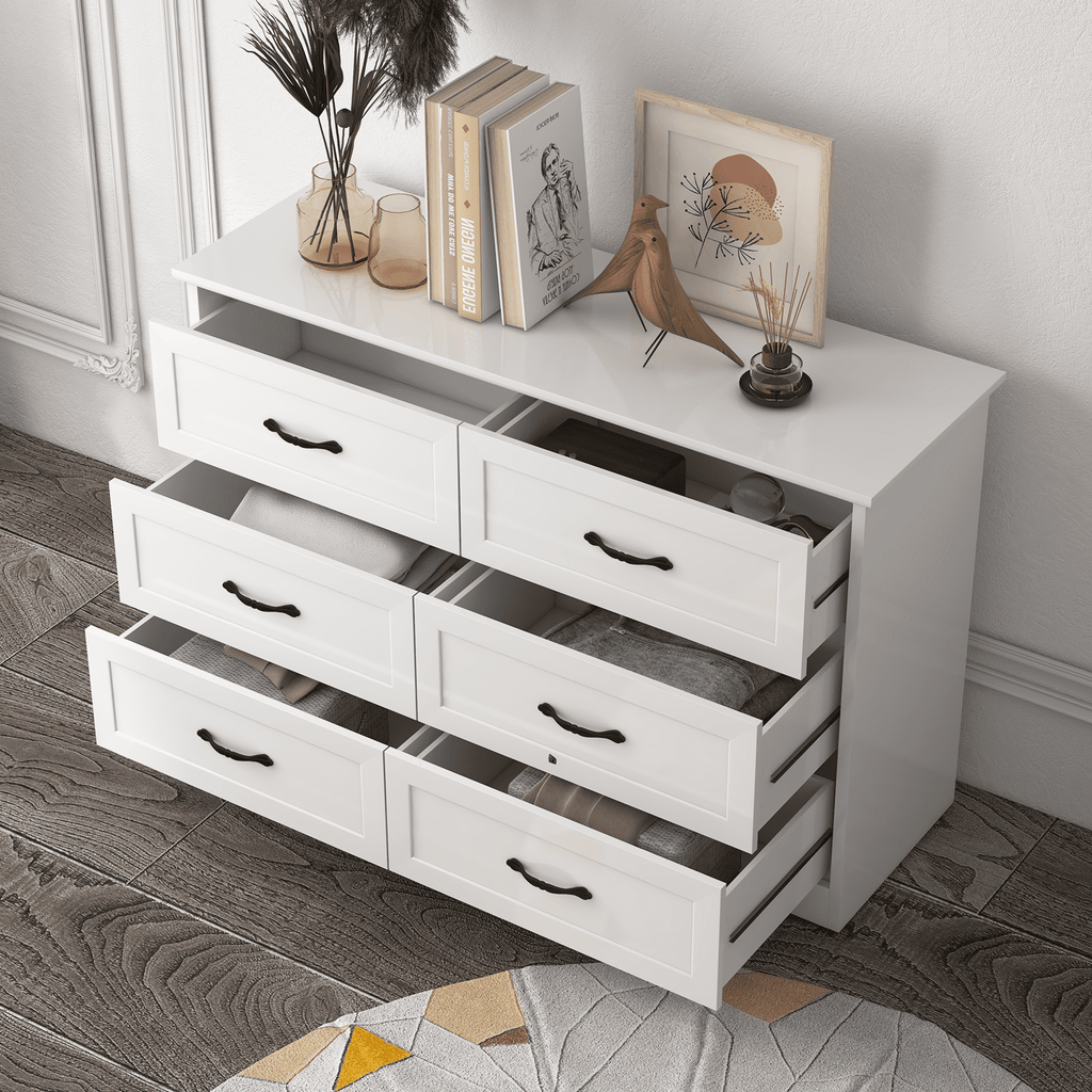 Elladera Farmhouse 6 Drawer Double Dresser, Wide Wood Dressers & Chests of Drawers