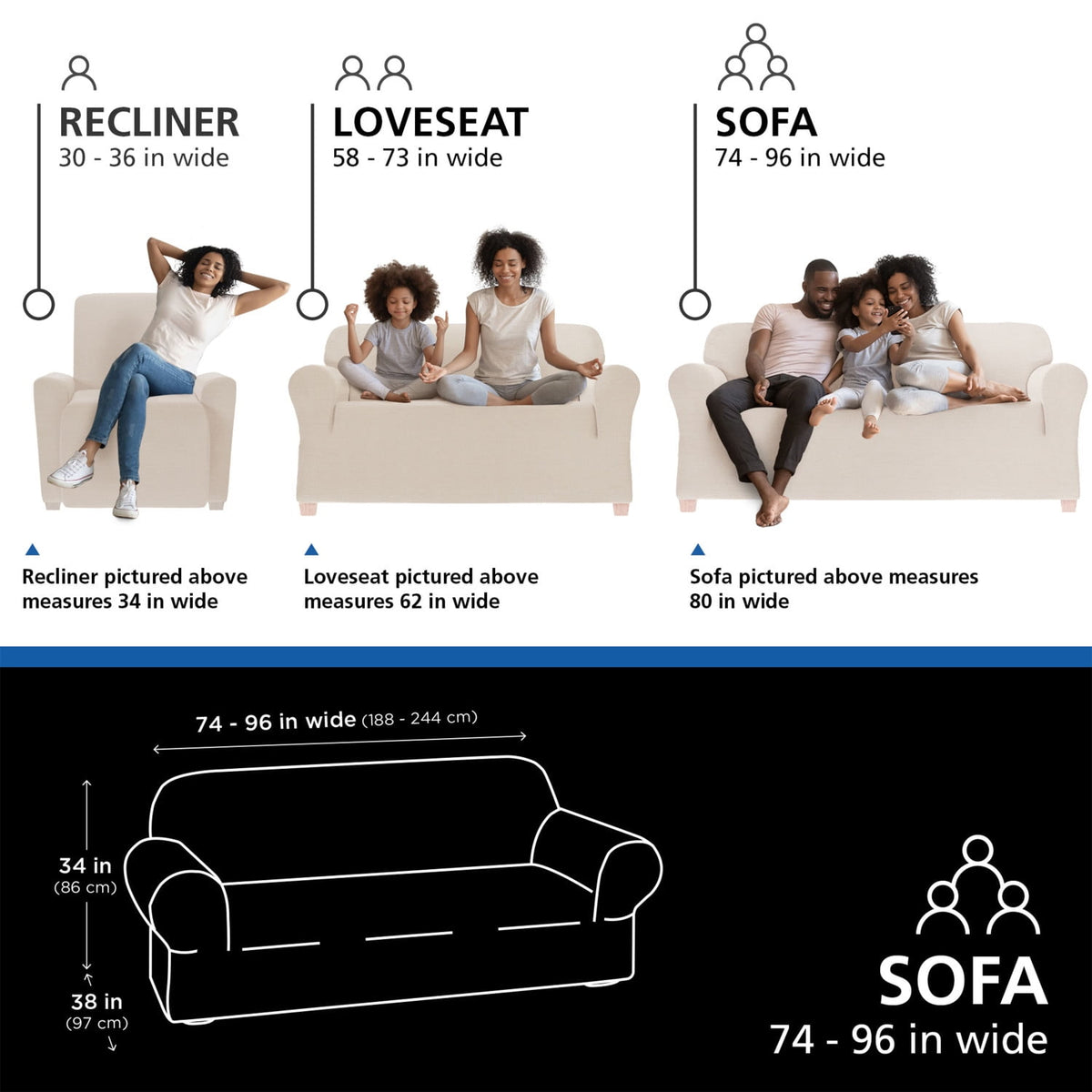 Elladera Boucle Stretch-to-Fit Fabric Sofa Slipcover, 1-Piece, Beige