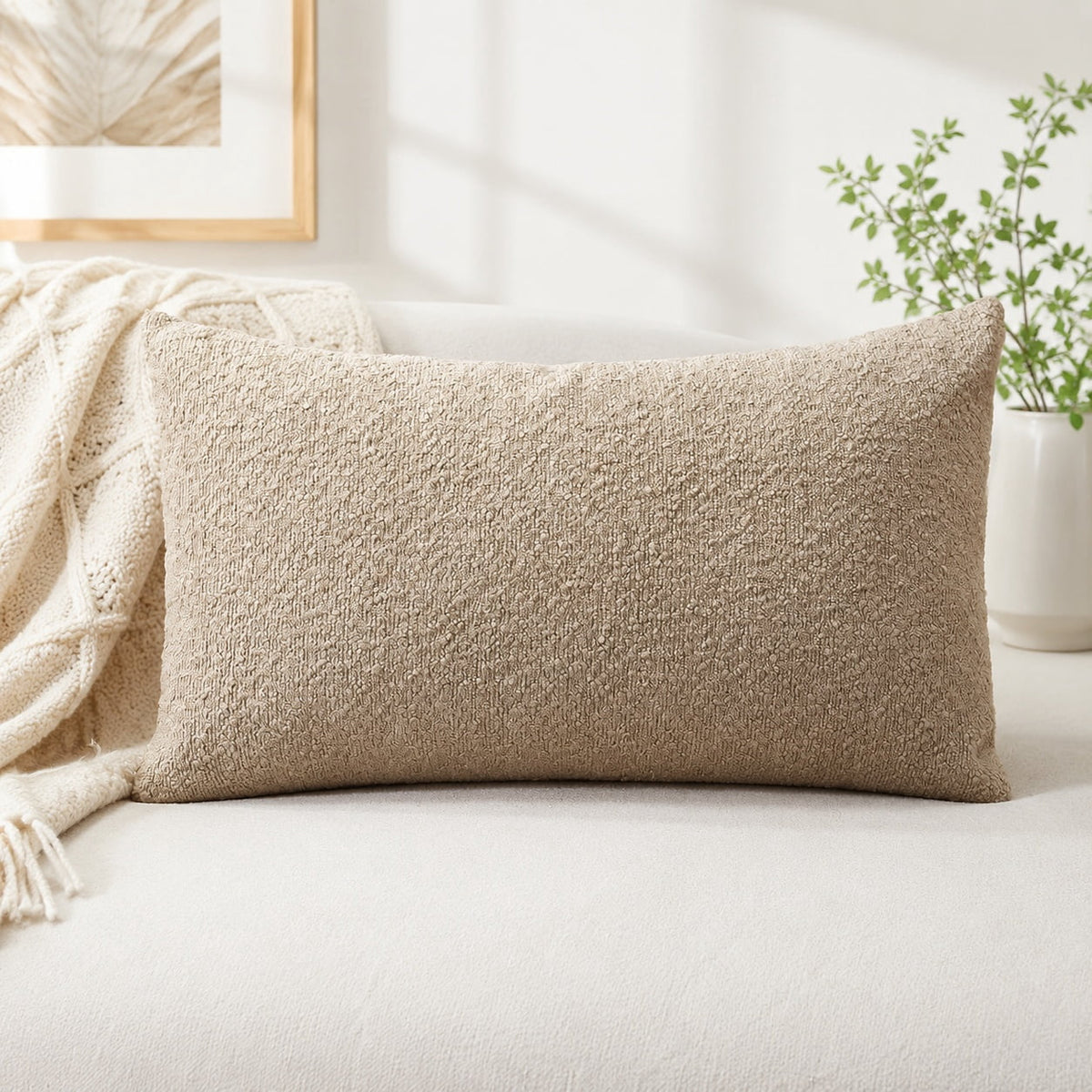 Elladera Set of 1 Textured Boucle Throw Pillow Cover, Square Cozy Soft Decorative