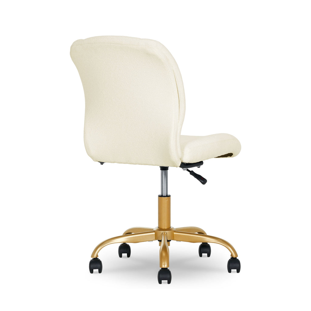 Elladera Bouclé Armless Office Chair for Adults and Teens, Cream