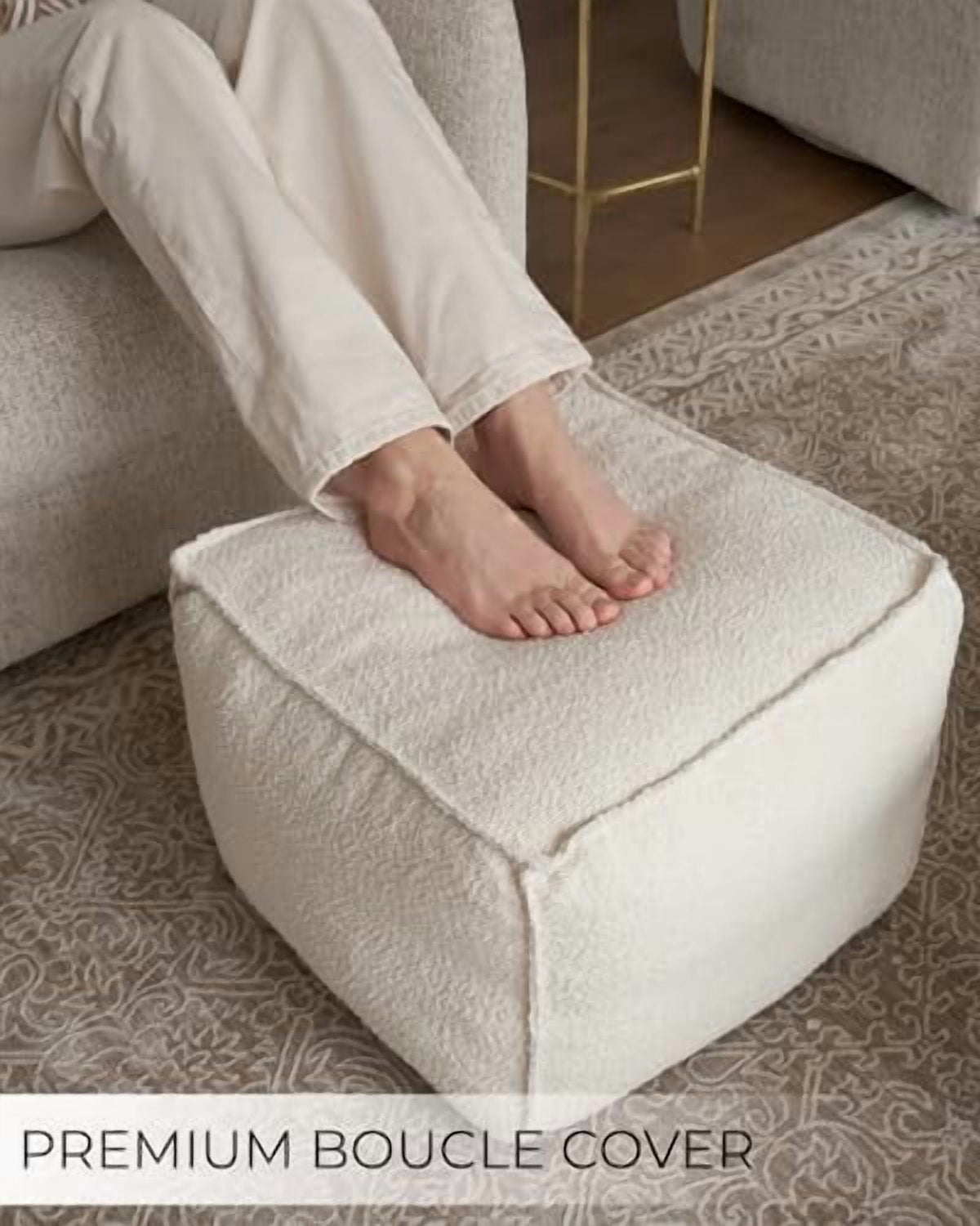 Elladera Beautiful Boucle Pouf Ottoman and Foot Rest- Elevate Your Living Room
