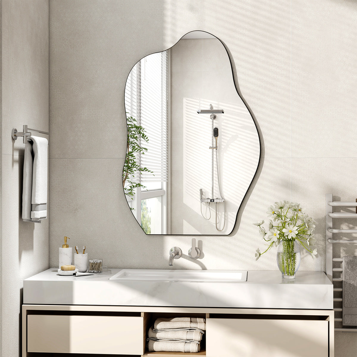 Elladera YVANLA 24"x32" Irregular Bathroom Wall Mirror Vanity Wall Mirror