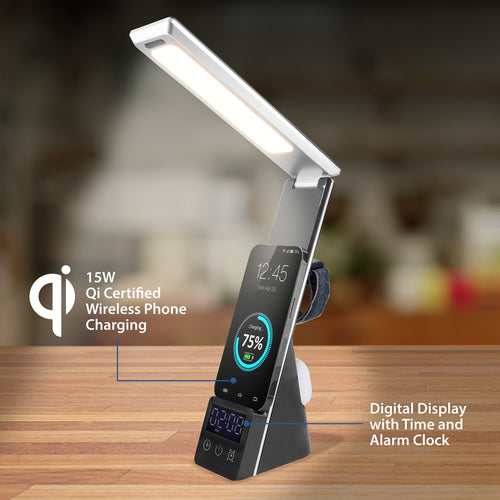 Elladera 10.9' 5-in-1 LED Dimmable Wireless Charging Foldable Hinge Desk Lamp