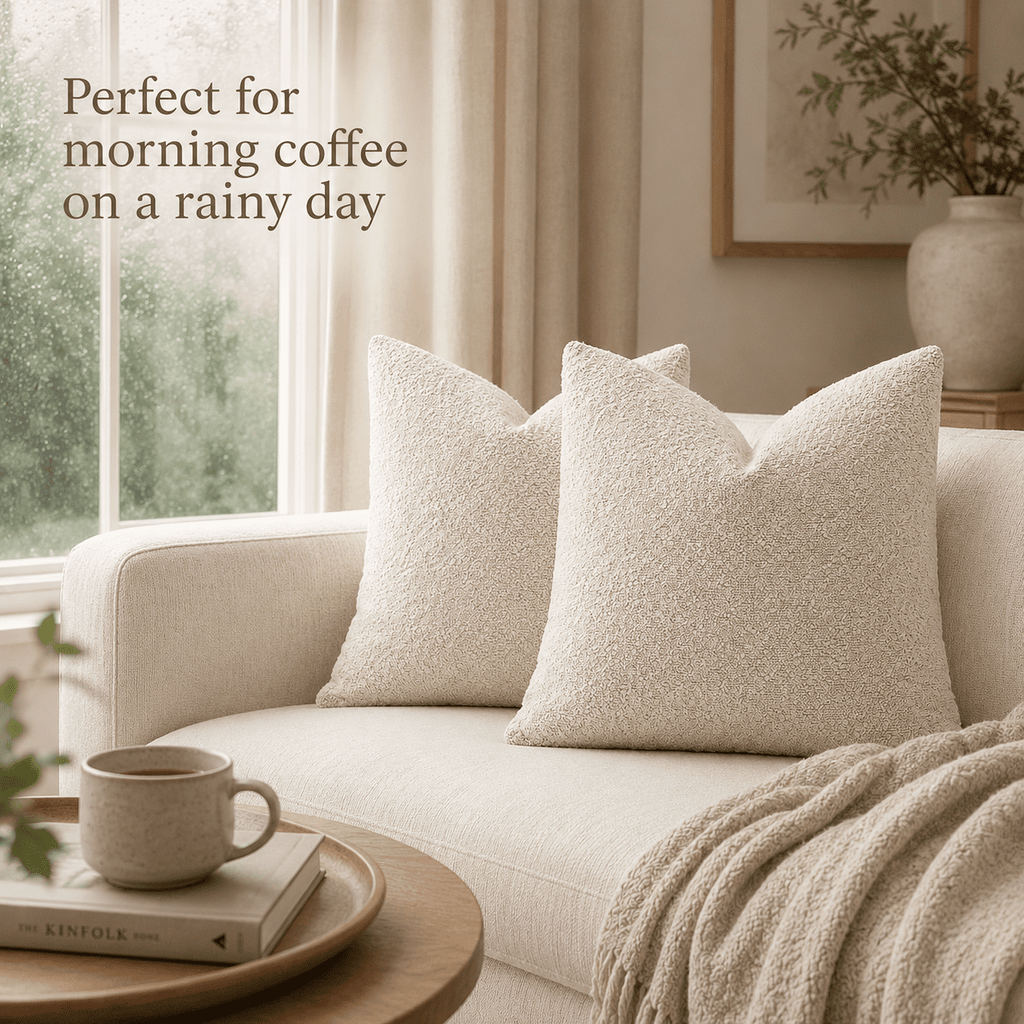 Elladera 20x20 Pillow Covers Set of 2, Textured Boucle Decorative Throw Pillow