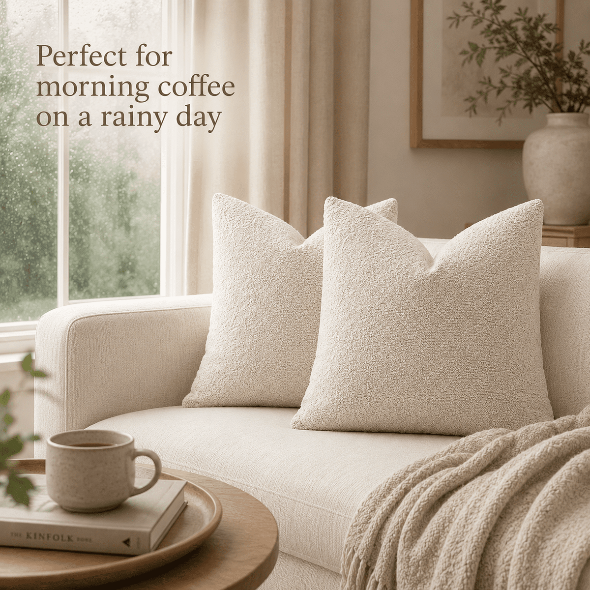Elladera 20x20 Pillow Covers Set of 2, Textured Boucle Decorative Throw Pillow
