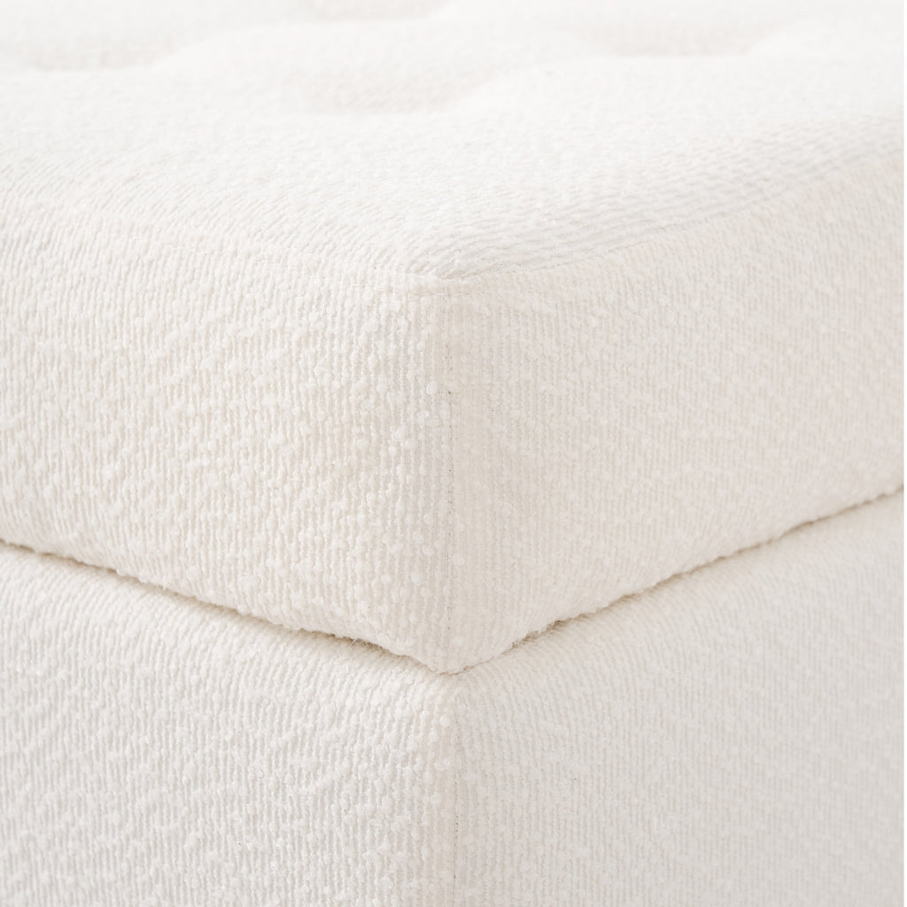 Elladera Christopher Knight Home Tufted Boucle Upholstered Ottoman with Rubberwood