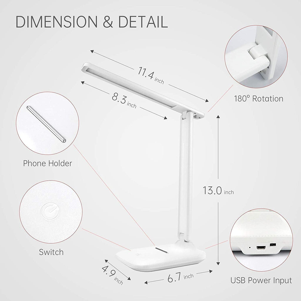 Elladera Wewdigi LED Desk Lamp with Adjustable Brightness Level for Eye Protection,