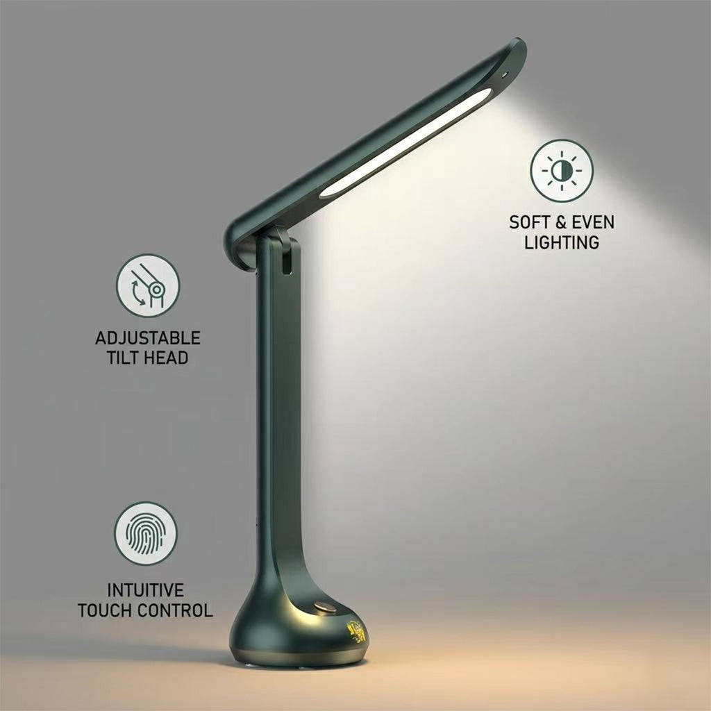 Elladera Cordless Rechargeable LED Desk Lamp, Dark Green, Adjustable Head