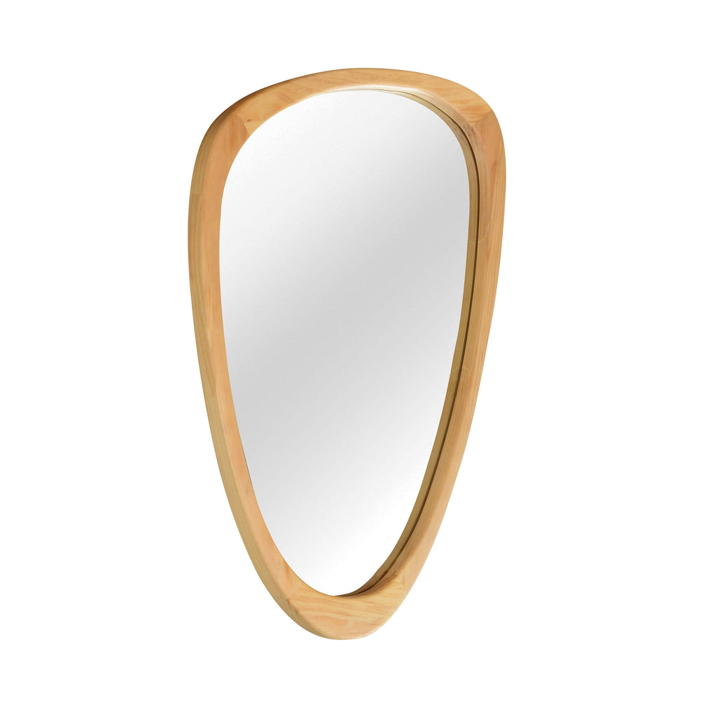 Elladera YIQMI 20x30 inch Teardrop MDF Wood Mirror Irregular Oak Wall Mirror for