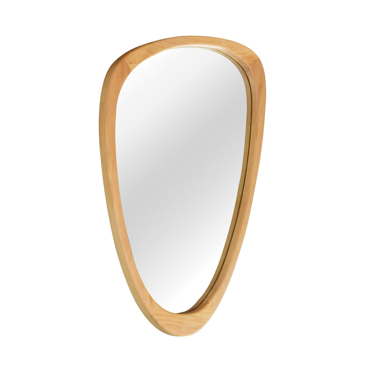 Elladera YIQMI 20x30 inch Teardrop MDF Wood Mirror Irregular Oak Wall Mirror for