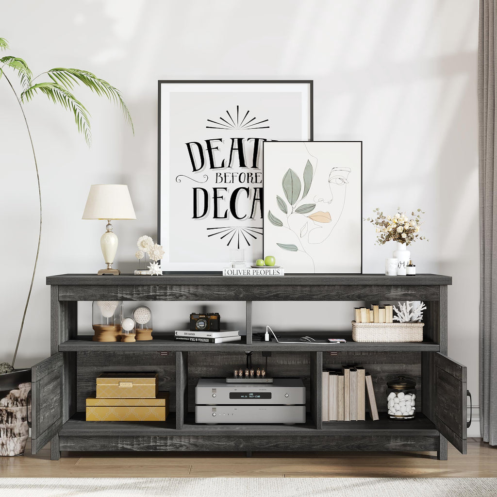 Elladera Dextrus Farmhouse TV Stand up to 65 inch with Power Outlet, Media Console