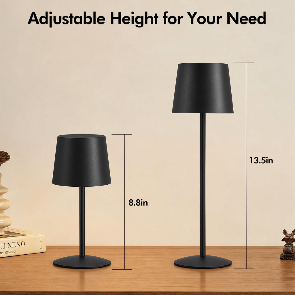 Elladera NATYSWAN Modern Black LED Desk Lamps 2-Pack, Adjustable Height, Touch