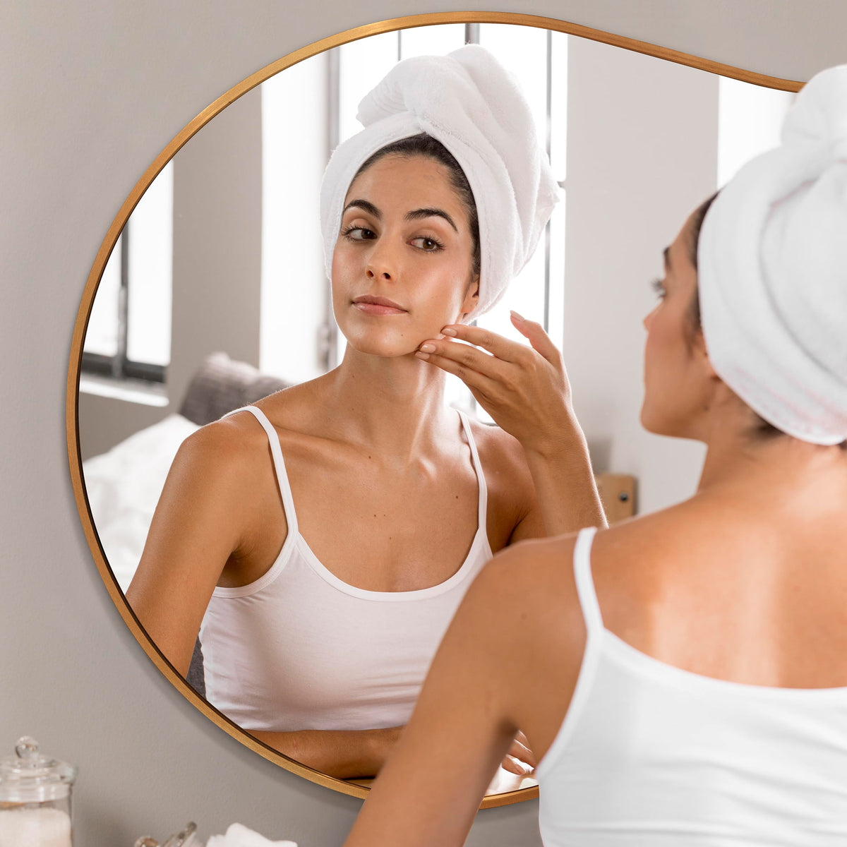 Elladera Irregular Wall Mirror 36"x20" Cloud Shaped Mirrors for Bathroom