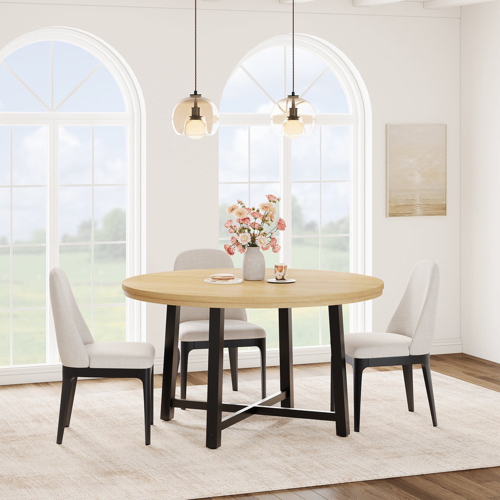 Elladera 47" Round Dining Table for 4-6 – Sturdy Wood Kitchen Table with Durable