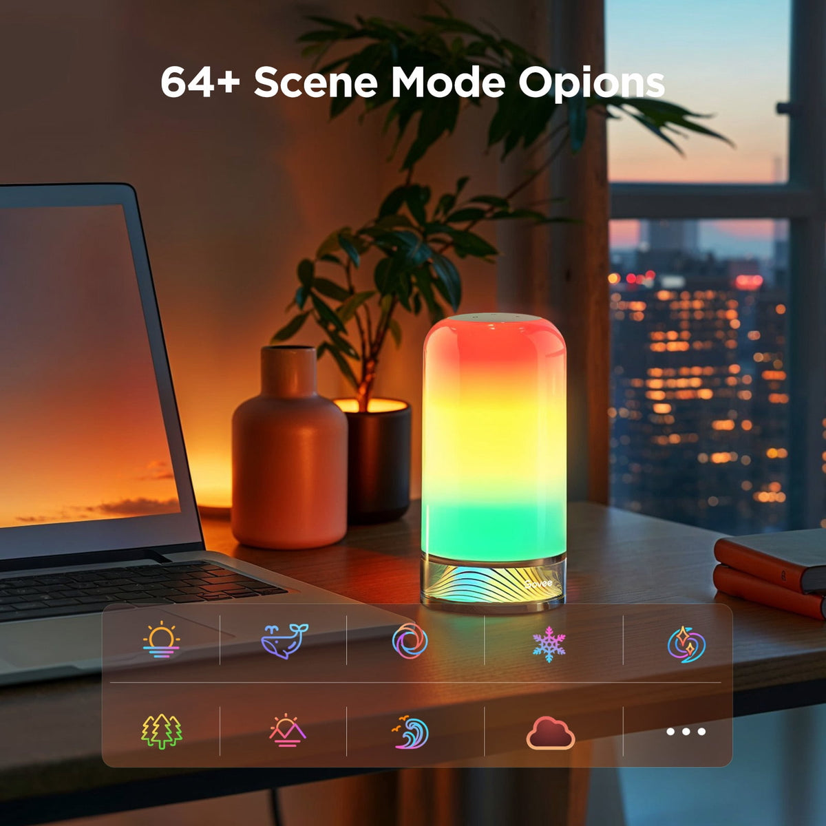 Elladera Govee Smart Table Lamp Bedside Lamp- RGBIC Color Changing, Dimmable, Touch
