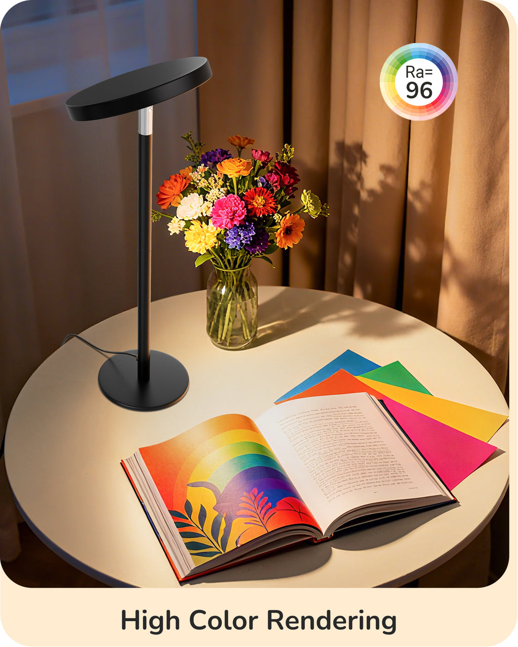 Elladera EDISHINE LED Table Lamp with 2 Adjustable Height, High CRI 90+, 5%-100%