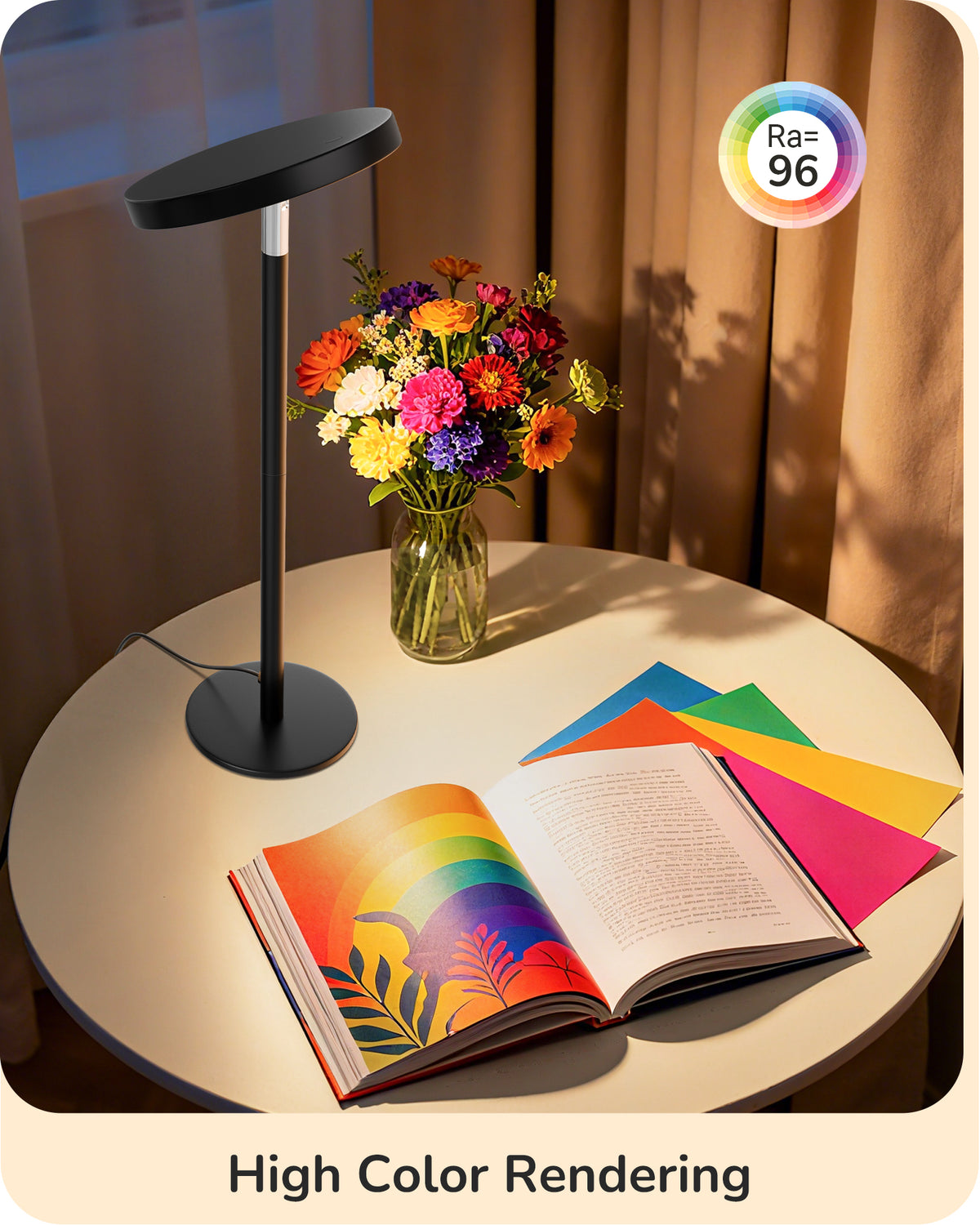 Elladera EDISHINE LED Table Lamp with 2 Adjustable Height, High CRI 90+, 5%-100%
