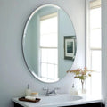 Elladera 20 x 28 Inch Frameless Oval Bathroom Mirror for Vanity, Beveled Edge White