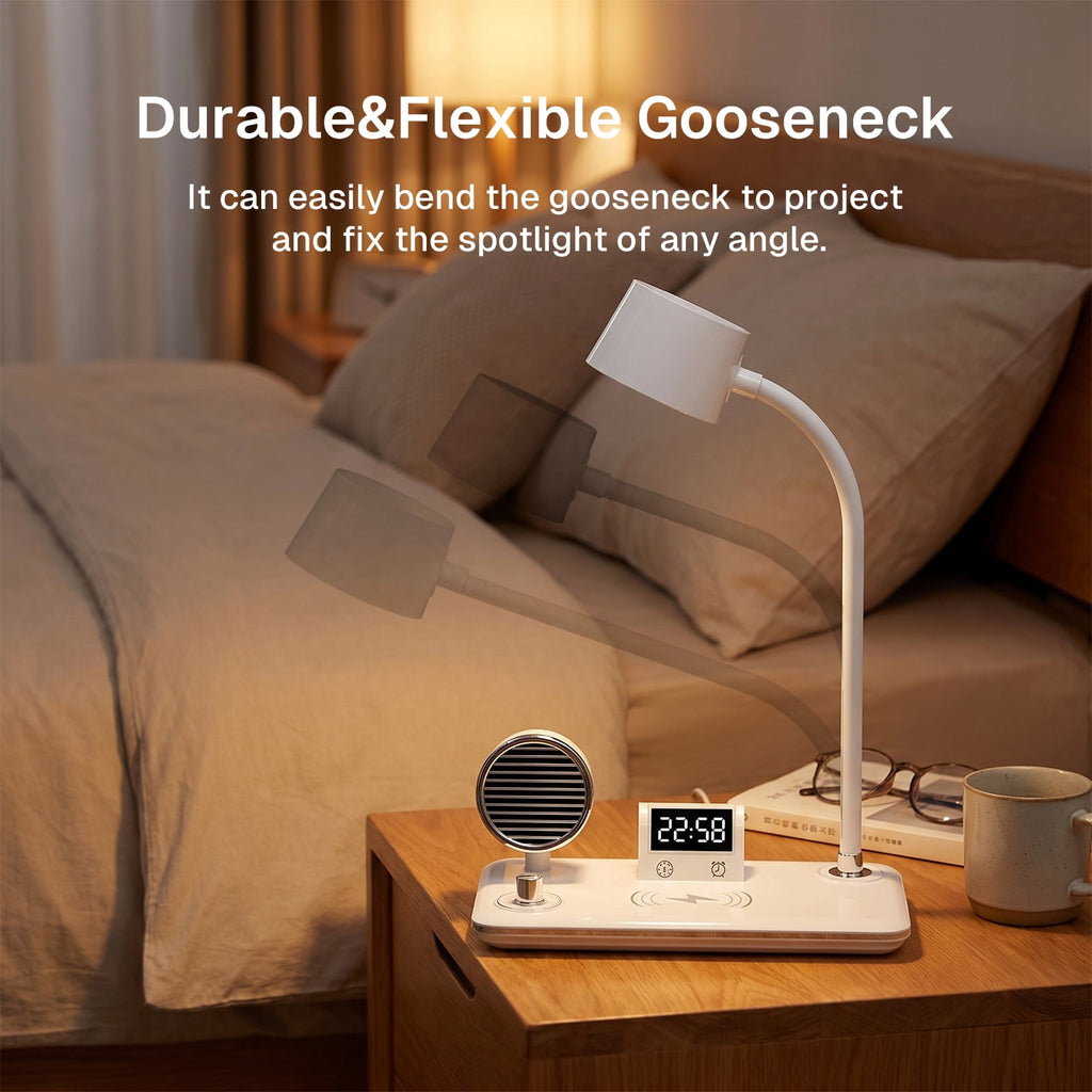 Elladera Behome 4-in-1 Desk Lamp with Wireless Charger, Digital Clock & Bluetooth