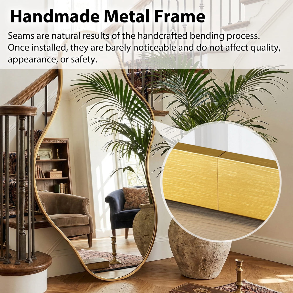 Elladera 20"x36" Irregular Wall Mirror, Gold Asymmetrical Teardrop
