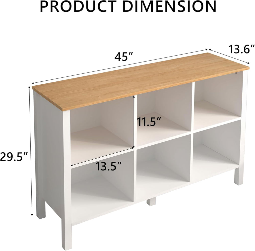 Elladera NEWADARA 6-Cube Bookcase, Farmhouse Wooden Bookshelf Low Storage