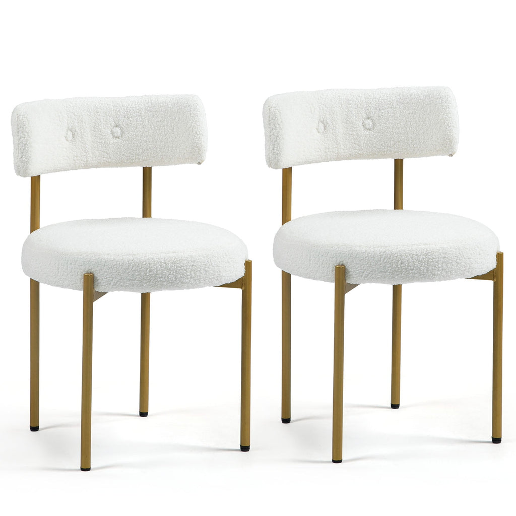 Elladera Homhum Mid-Century Modern Dining Chairs Set of 2, Upholstered Boucle