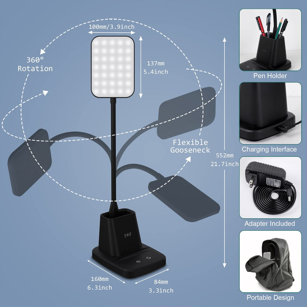 Elladera Sailstar LED Desk Lamp with Wireless Charging, 3 Color Modes,CRI 85,