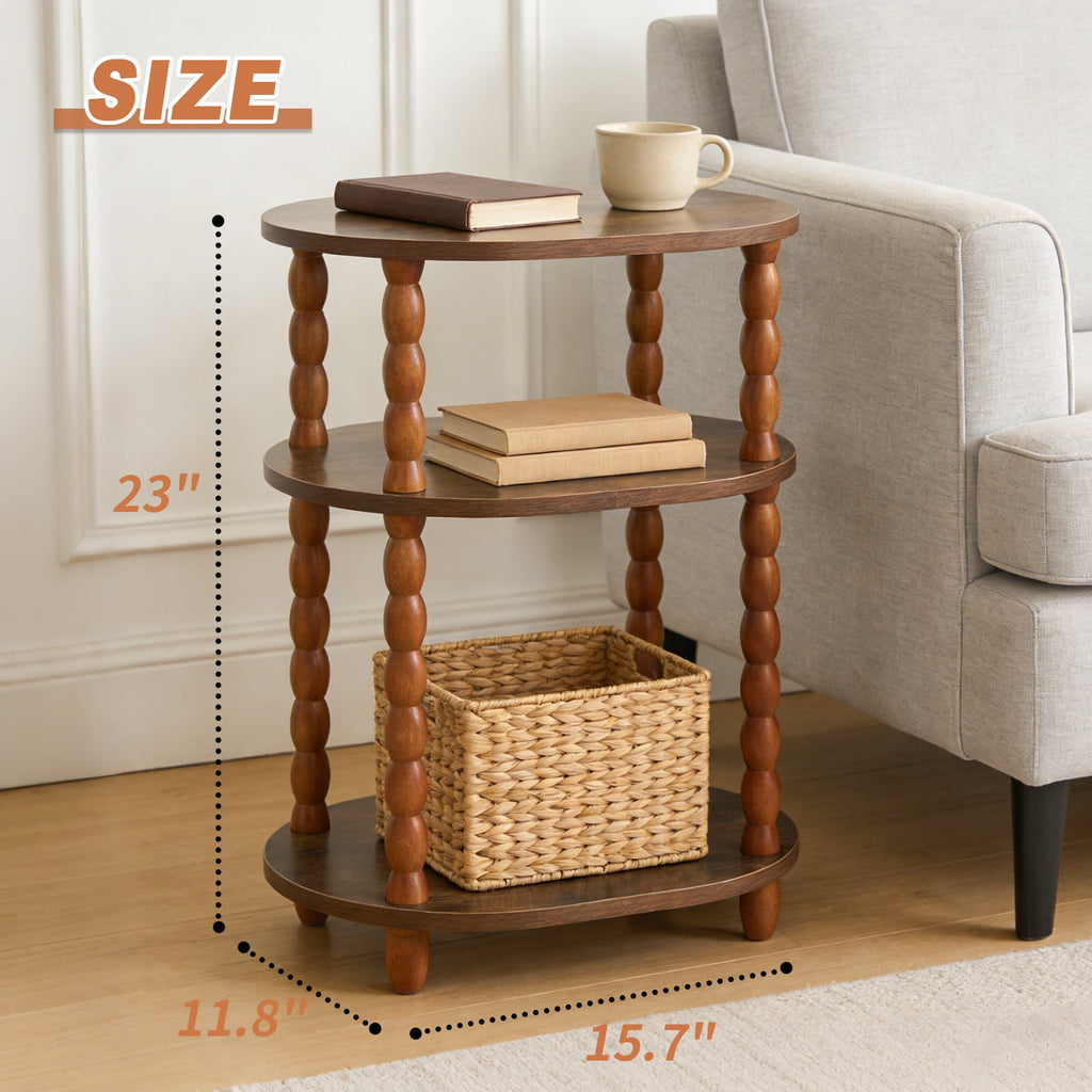 Elladera GOODLAN Wooden 3-Tier Side Table, Small End Table for Living Room and