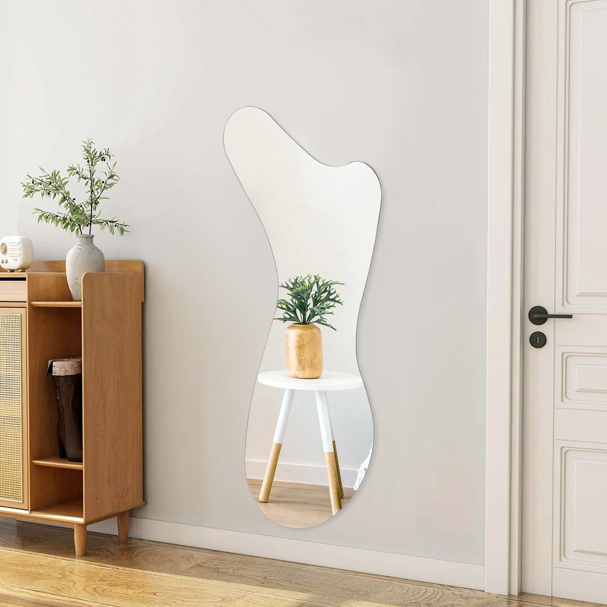 Elladera Whale Mirror 44x21 inch Irregular Wall Mirror, Wall Decorative Mirror