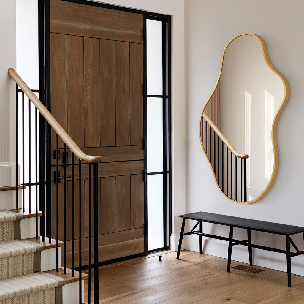 Elladera 20"x36" Irregular Wall Mirror, Gold Asymmetrical Teardrop