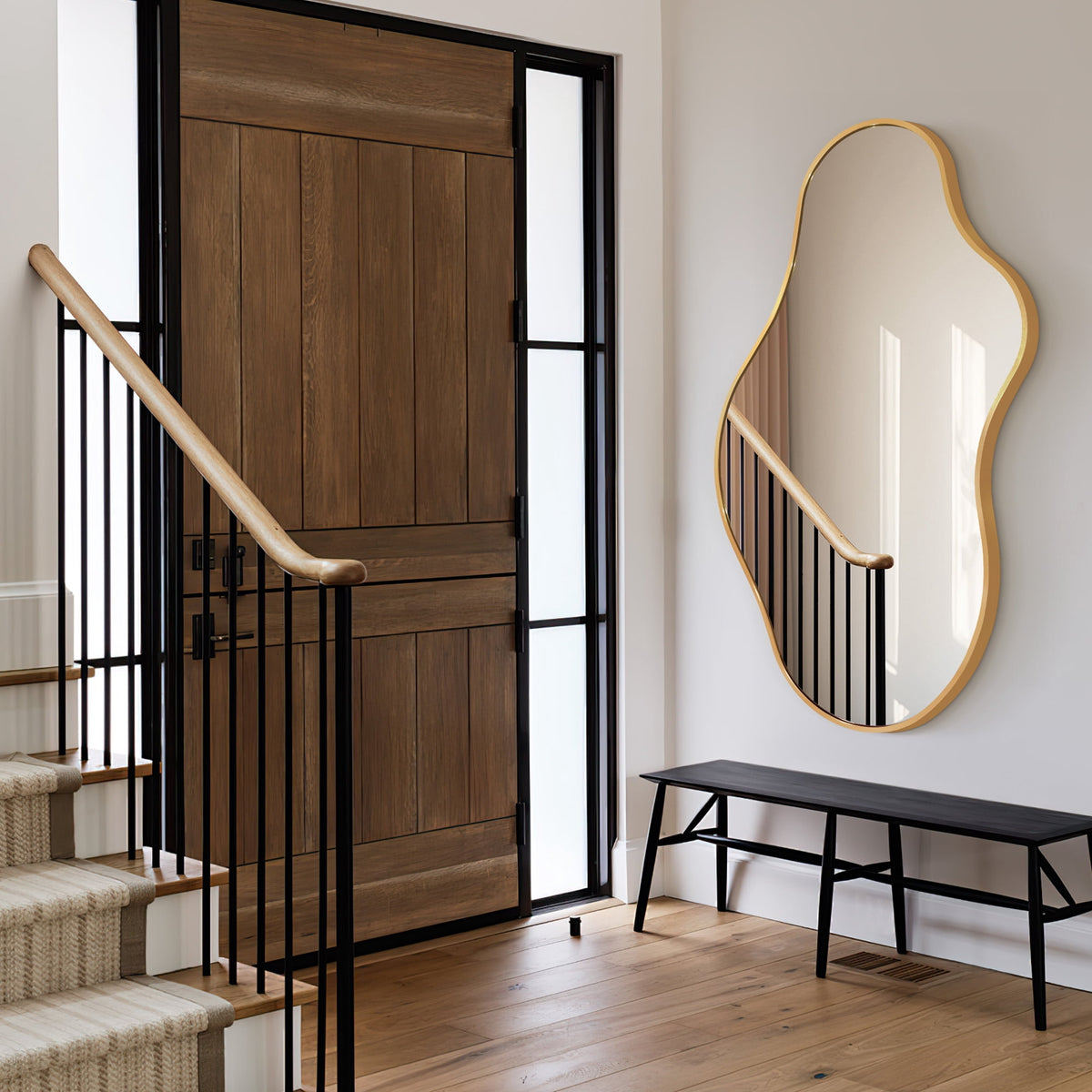 Elladera 20"x36" Irregular Wall Mirror, Gold Asymmetrical Teardrop