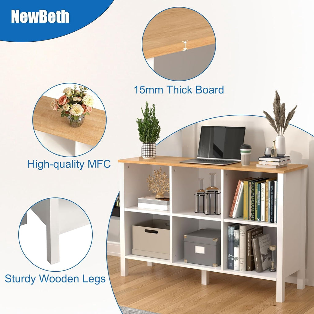 Elladera NEWADARA 6-Cube Bookcase, Farmhouse Wooden Bookshelf Low Storage