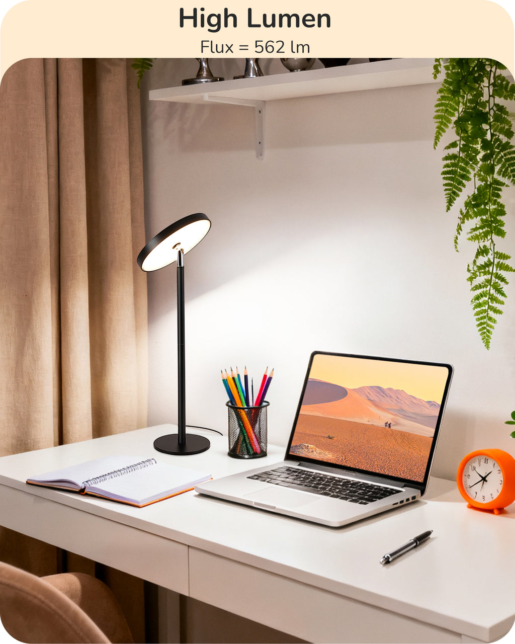 Elladera EDISHINE LED Table Lamp with 2 Adjustable Height, High CRI 90+, 5%-100%