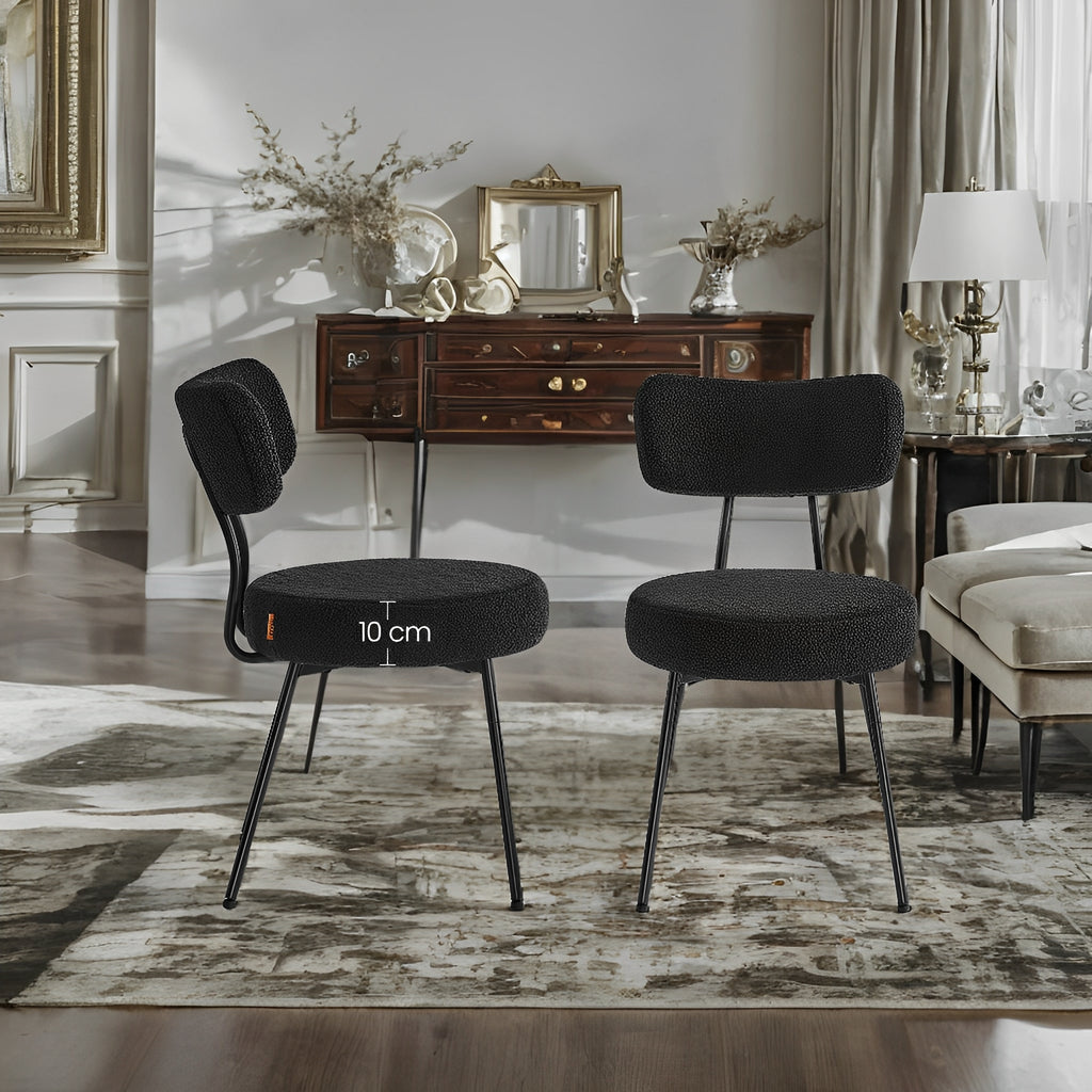 Elladera LEDREM 2-Pack Boucle Dining Chairs- Modern Curved Backrest, 265lb