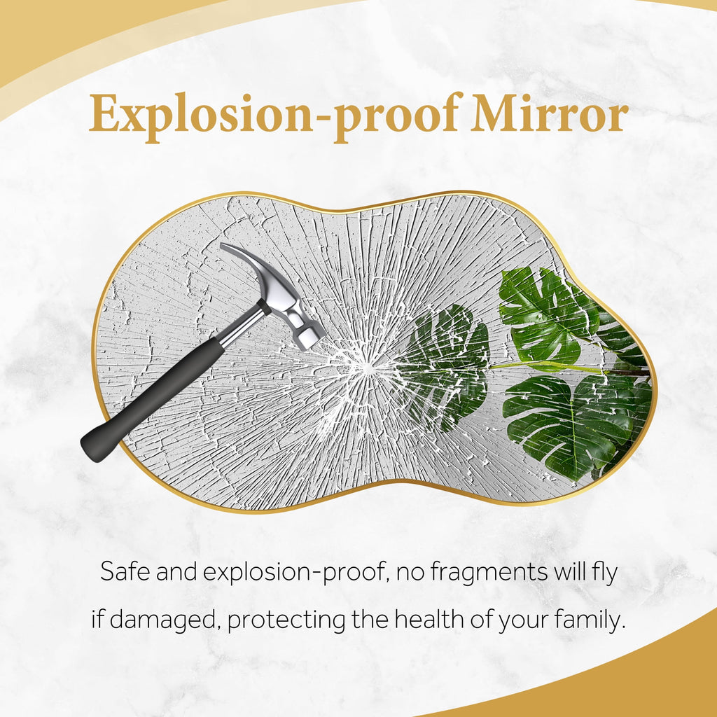 Elladera FRMALL 24"x36" Irregular Wall Mirror Gold Mirror Cloud Shaped