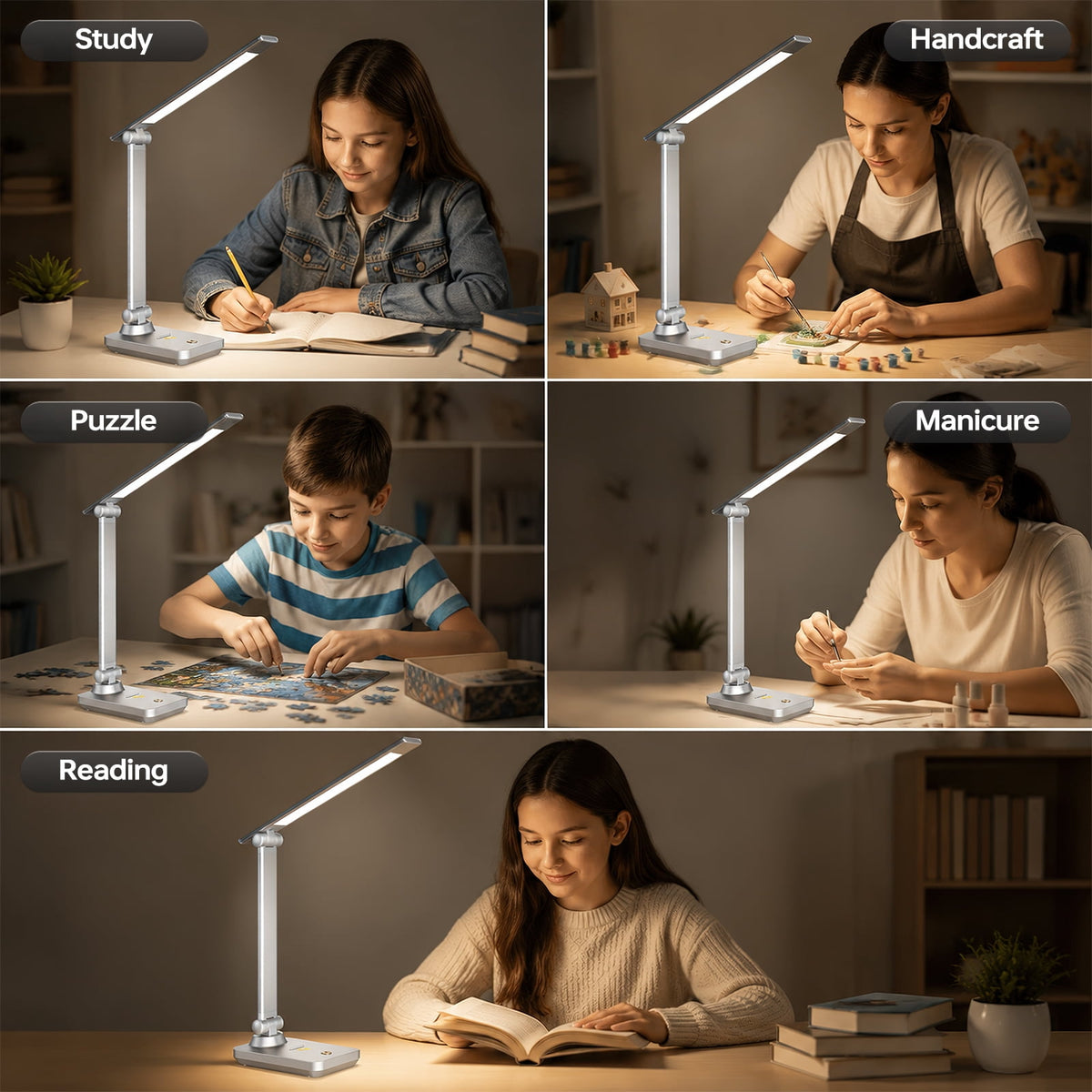 Elladera LED Desk Lamp Touch Control Metal Desk Light 3 Color Modes 5 Brightness