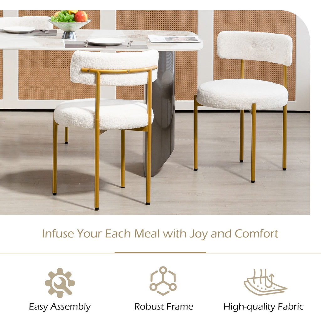 Elladera Homhum Mid-Century Modern Dining Chairs Set of 2, Upholstered Boucle