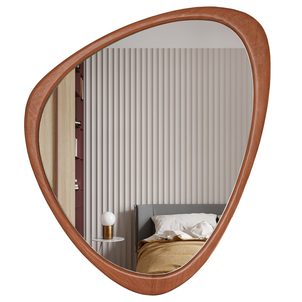 Elladera Irregular Wood Frame Wall Mirror, Asymmetrical Decorative Mirror for
