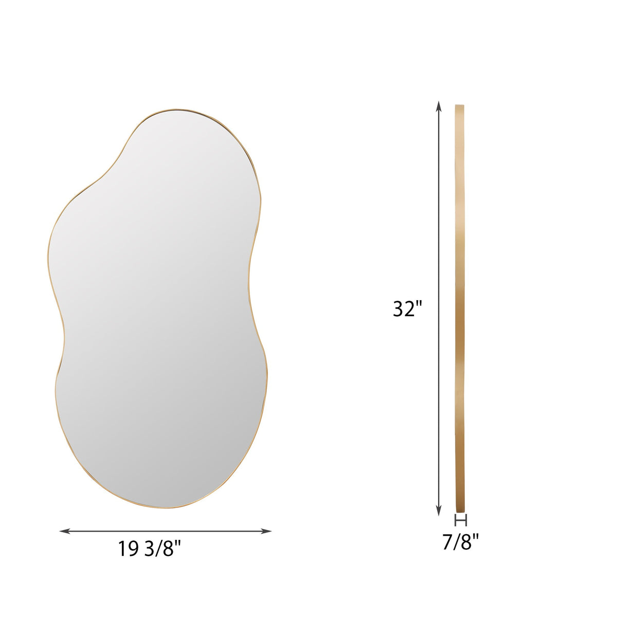 Elladera SHYFOY 32" Irregular Wall Mirror with Gold Metal Frame, Modern Accent